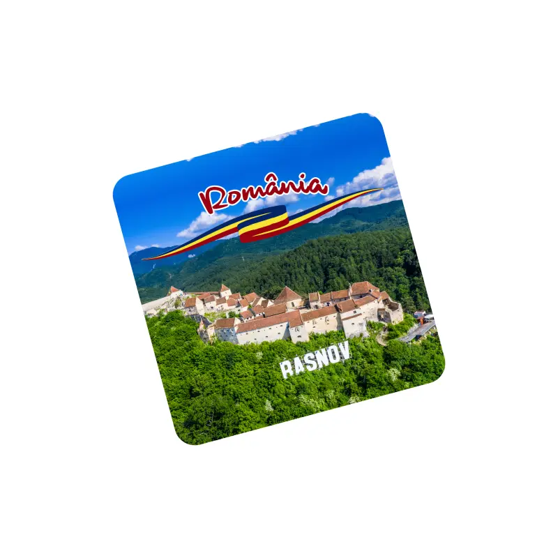Rasnov romania, set 6 suporti coster din lemn, model 011
